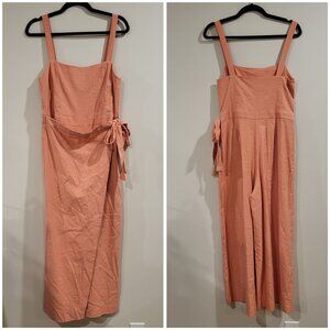 Zara Peach/Pink Long Wrap Jumpsuit Size Medium